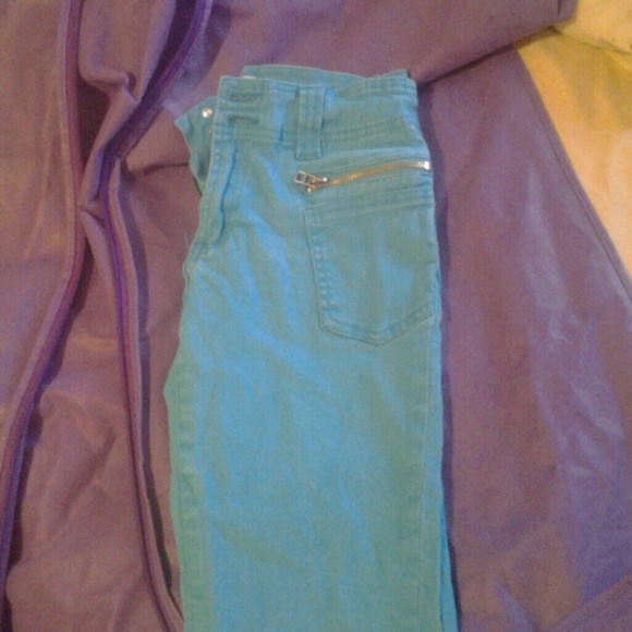 Bright blue capri stretch pants