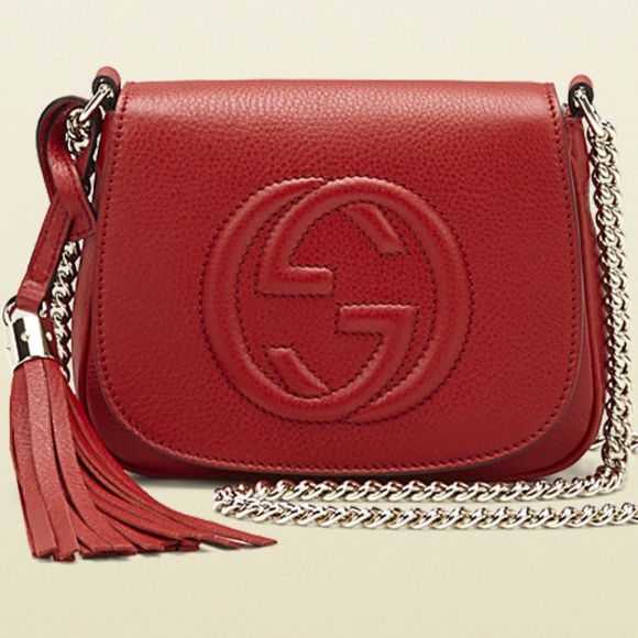 Gucci Soho leather chain shoulder bag red