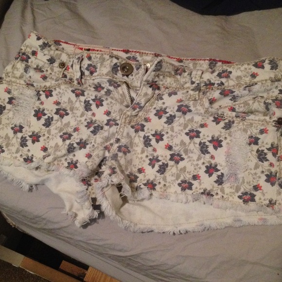 Blue & red flowered shorts