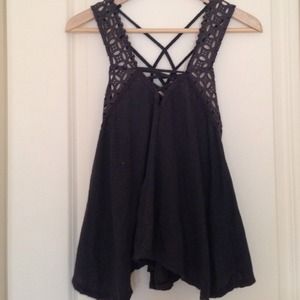 💥Sold** Free People Gray Cross Tank