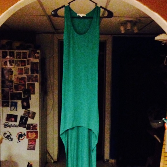 Green hi-low maxi dress