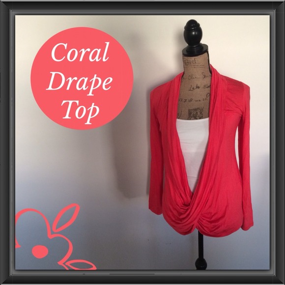 Coral Crisscross Drape Top