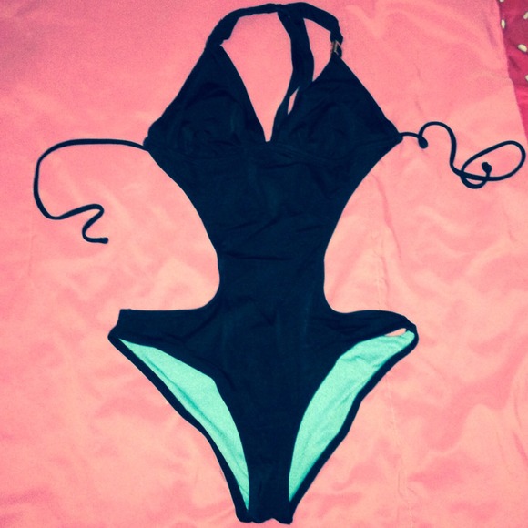 black and teal bikini