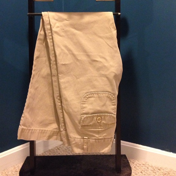 Khaki Gap pants with button flap back pockets