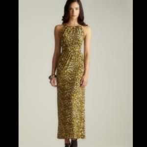 Carmen Marc Valvo Leopard Print Keyhole Dress