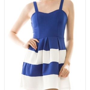 Colorblock Blue and White Dress