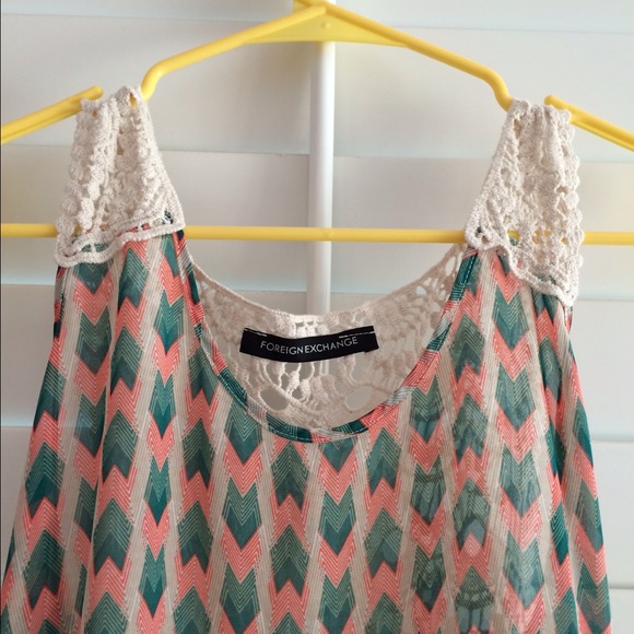 [5 for $25] High low printed crochet tunic top - Picture 3 of 3