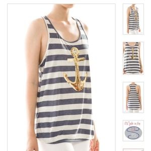 Sequin Anchor Stripe Tank