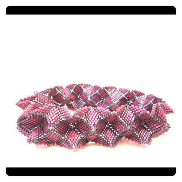 Handmade beadwork cuff bracelet