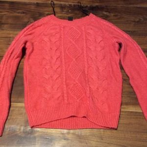 Cable knit bright coral sweater