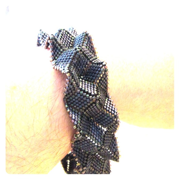 Handmade beadwork cuff bracelet