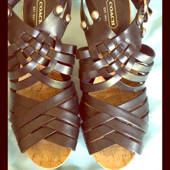 COACH ADRIENNE BLACK STRAPPY SLINGBACKS SANDALS 8