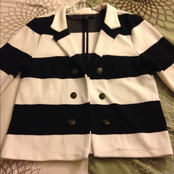 H&M Black & White Striped Blazer