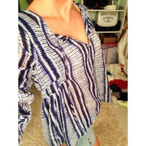 Blue print chiffon shirt