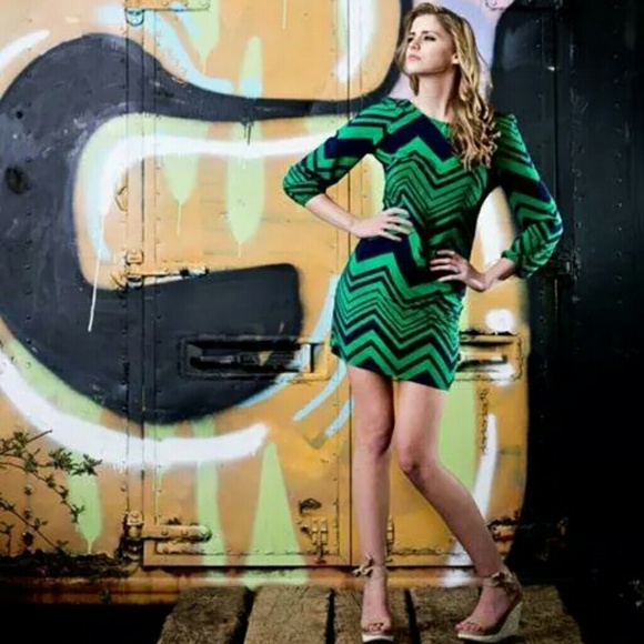 Navy and green dress - Picture 1 of 3