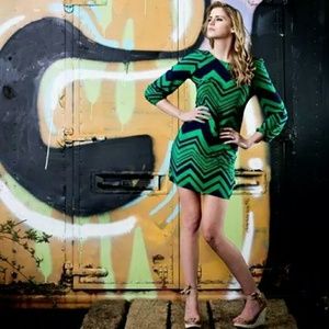 Navy and green dress