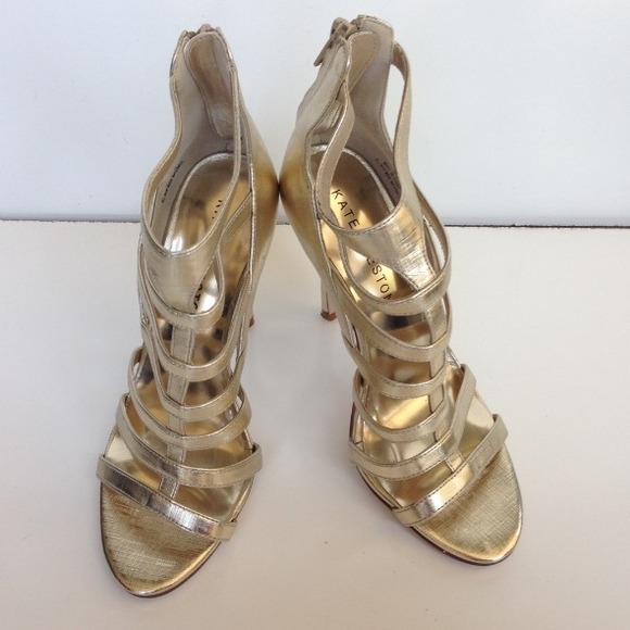 Kate Preston gold gladiator heels Sz 6 new - Picture 3 of 4