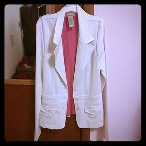 White Blazer w/ Pink Pinstripes