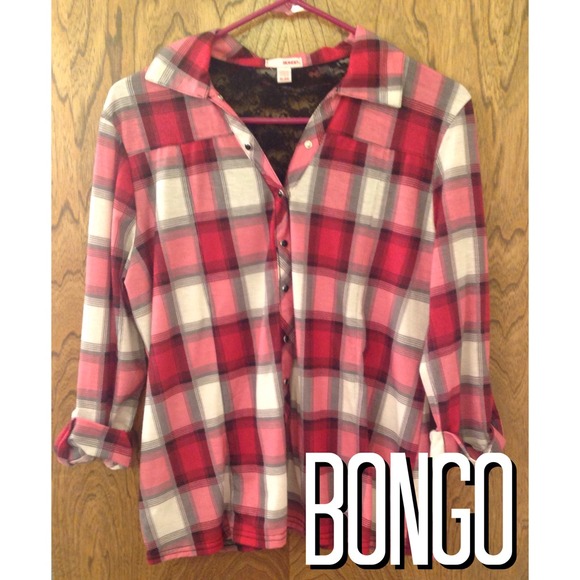 Bongo Red and Black Plaid Top
