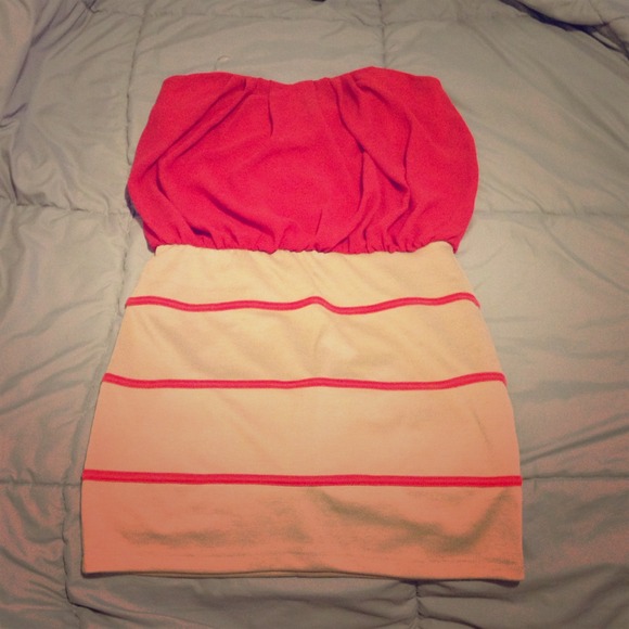 Peach and Nude strapless dress!