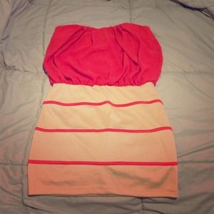 Peach and Nude strapless dress!