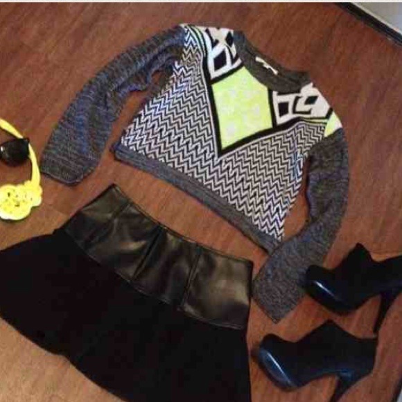 Pop of Neon Aztec Crop Sweater