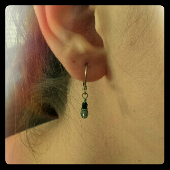 Black and grey dangle earrings