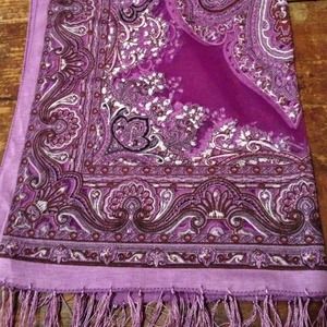 BEAUTIFUL Sheer Ornate Purple Scarf