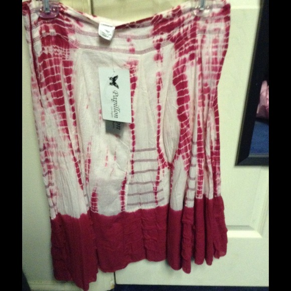 NWT Pink and White "Tie-Dye" Peasant Skirt - Picture 3 of 4