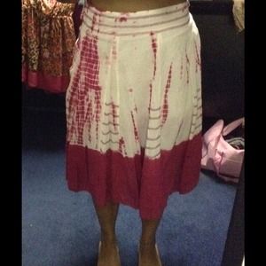 NWT Pink and White "Tie-Dye" Peasant Skirt
