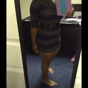 ❌SOLD❌ NWT Purple and Gray Striped Mini Dress