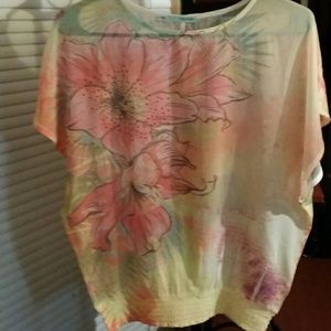 Pretty Yellow Top w/ Floral Design