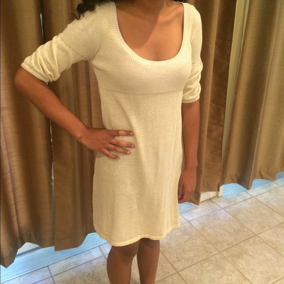 Shimmery Cream Sweater Dress