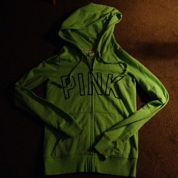 NWOT lime green VS PINK zip up hoodie