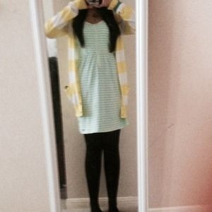 Baby teal and white striped dress