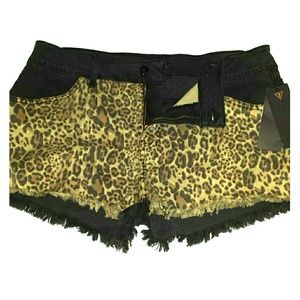 Guess Black/Leopard print shorts??