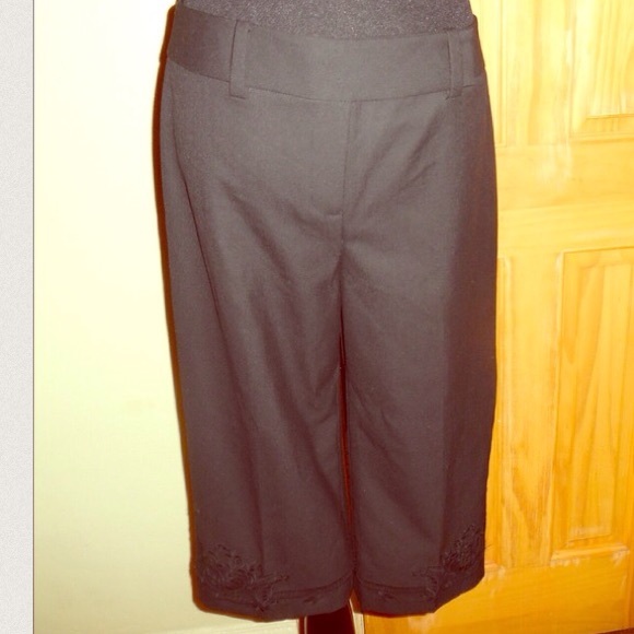 🍂🍁 Fall Ann Taylor Dressy Embroidered Bermuda Shorts Sz 6 - Picture 2 of 4