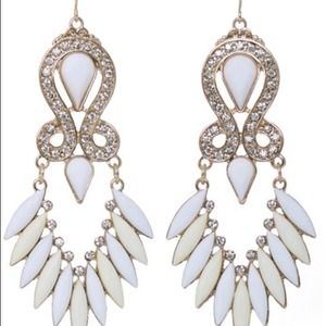 White and cream rhinestone earrings