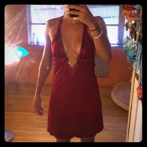 BEBE Plunging V Neck Dress