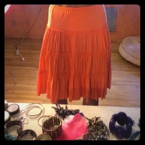 Long orange skirt