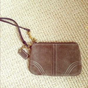 Authentic Coach suede wristlet