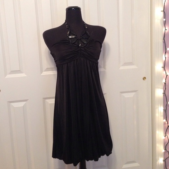 Black halter top dress