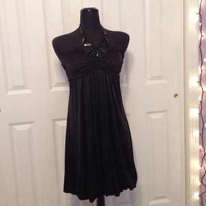 Black halter top dress