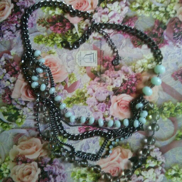 Multi strand gunmetal necklace