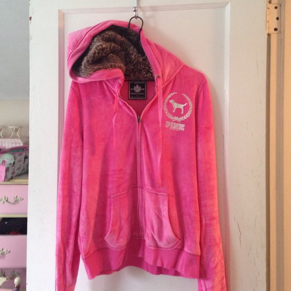 PINK hoodie with fur hood