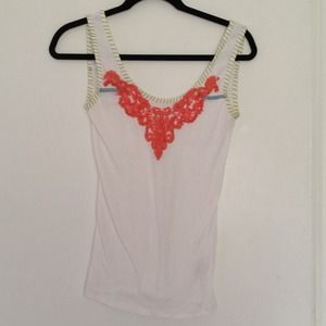 Free people embellished white tank.