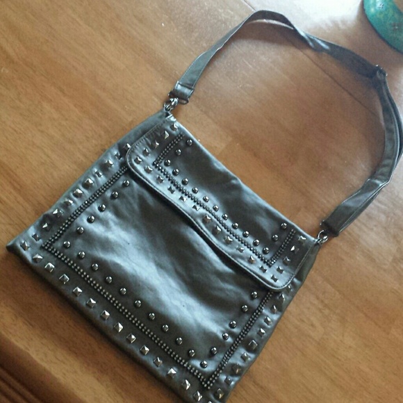 (Reduced) Faux leather studded satchel