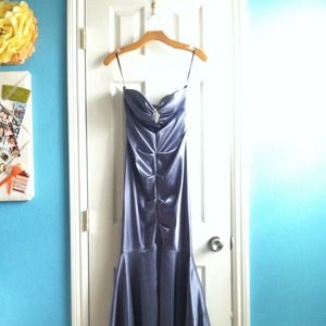 Blue Mermaid Gown with brooch