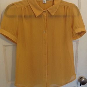 Sheer flowy mustard button down