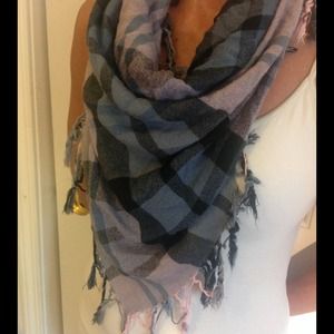 Purple & blue plaid scarf